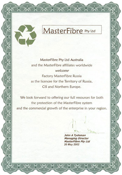 Документ MasterFibre Pty Ltd